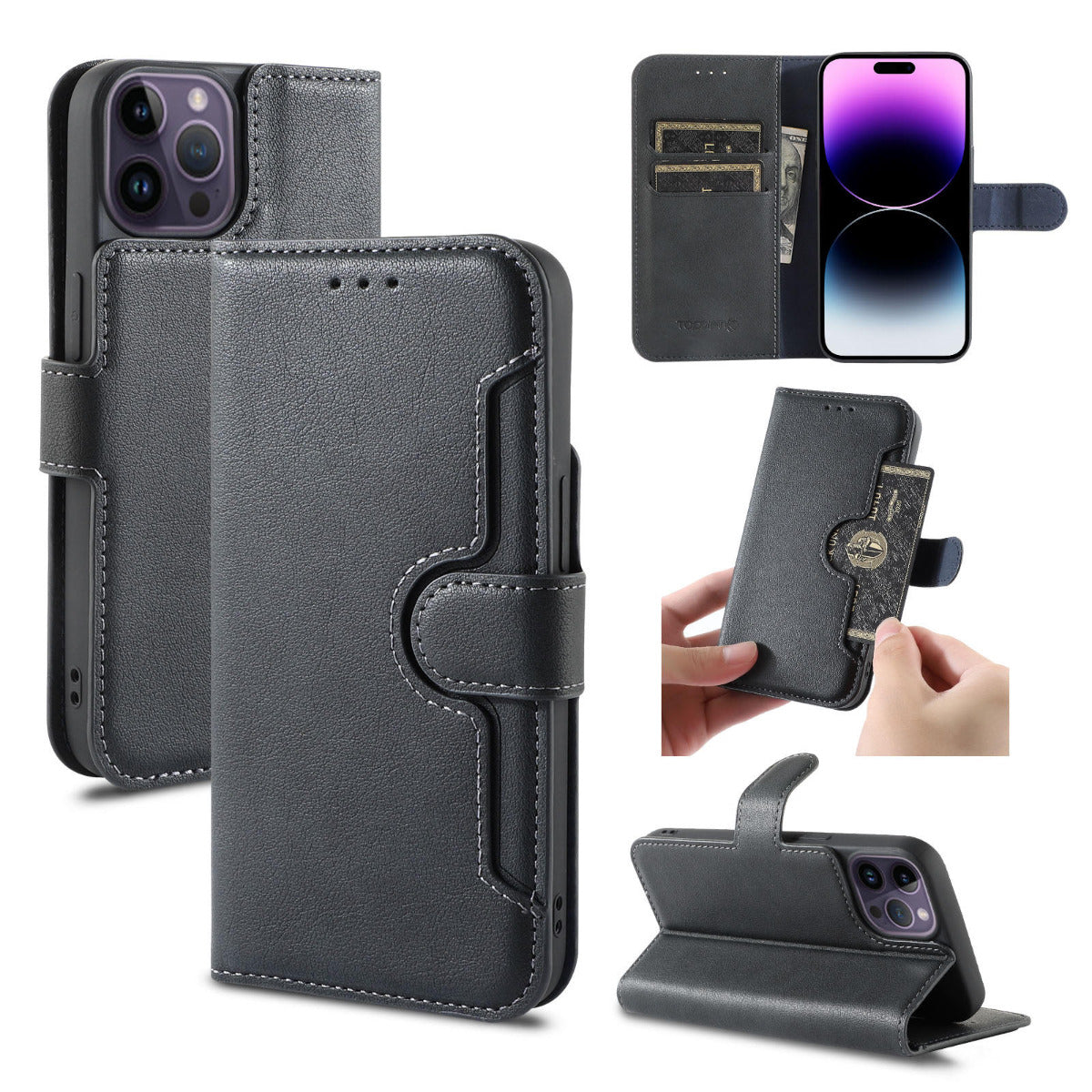 iPhone 7 Plus / 8 Plus Wallet Double Stiches Side Pocket Case